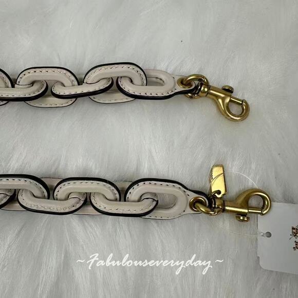 Coach Leather Covered Chain Strap Crossbody Replacement In Gold/Chalk C8314 NWT - Picture 3 of 6